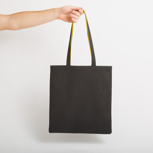 Tote market de cuero negro gomoso