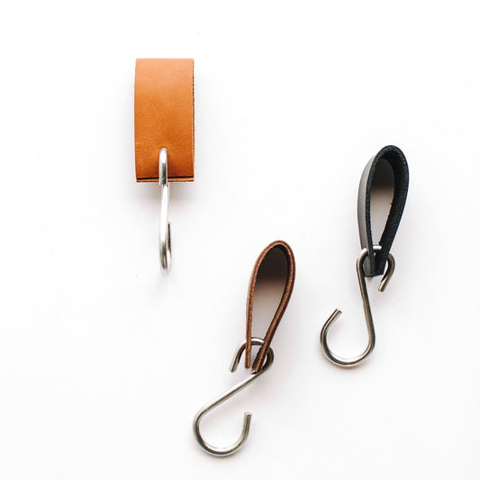 Percha mini de cuero con gancho S - 3 unidades