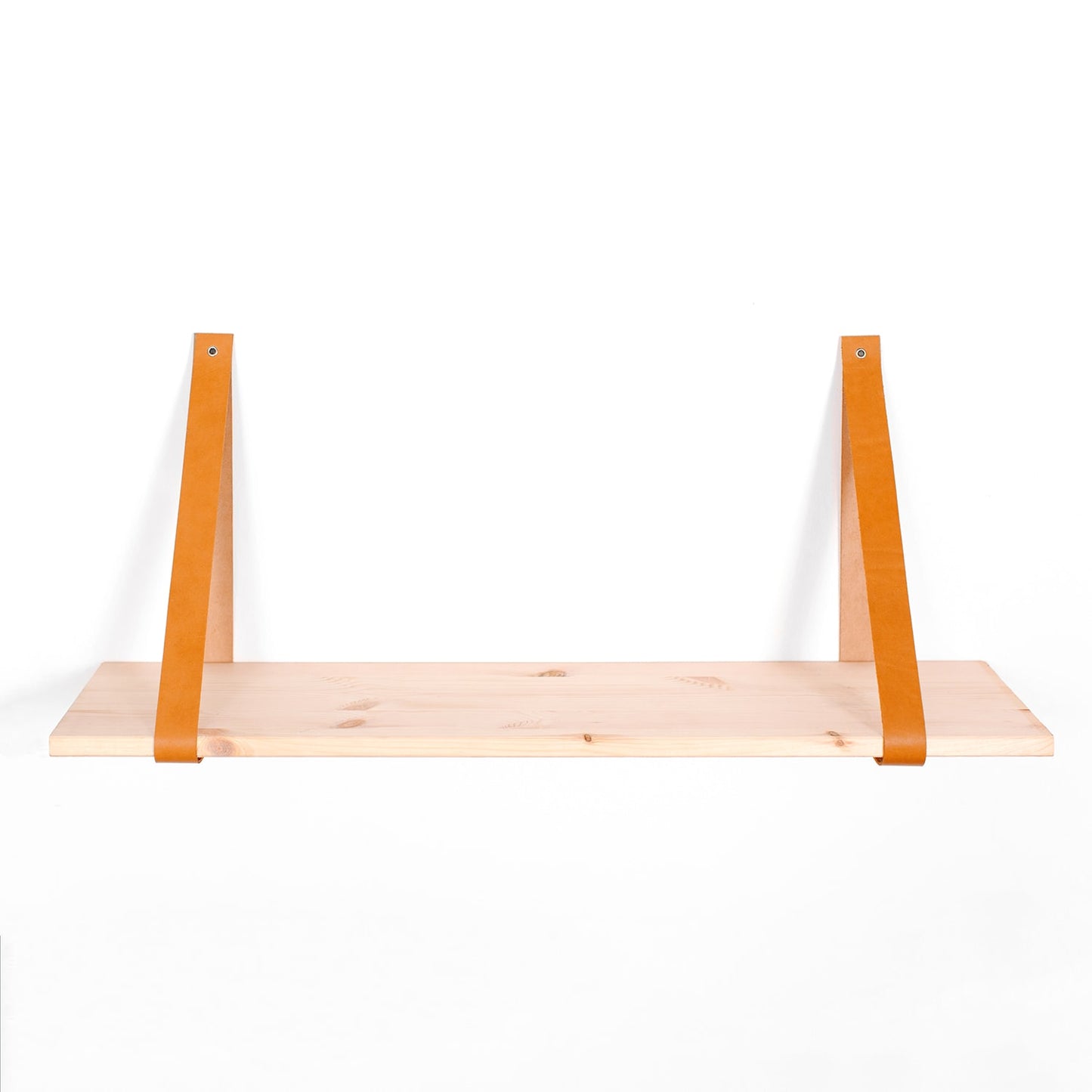 Estantería de madera y cuero