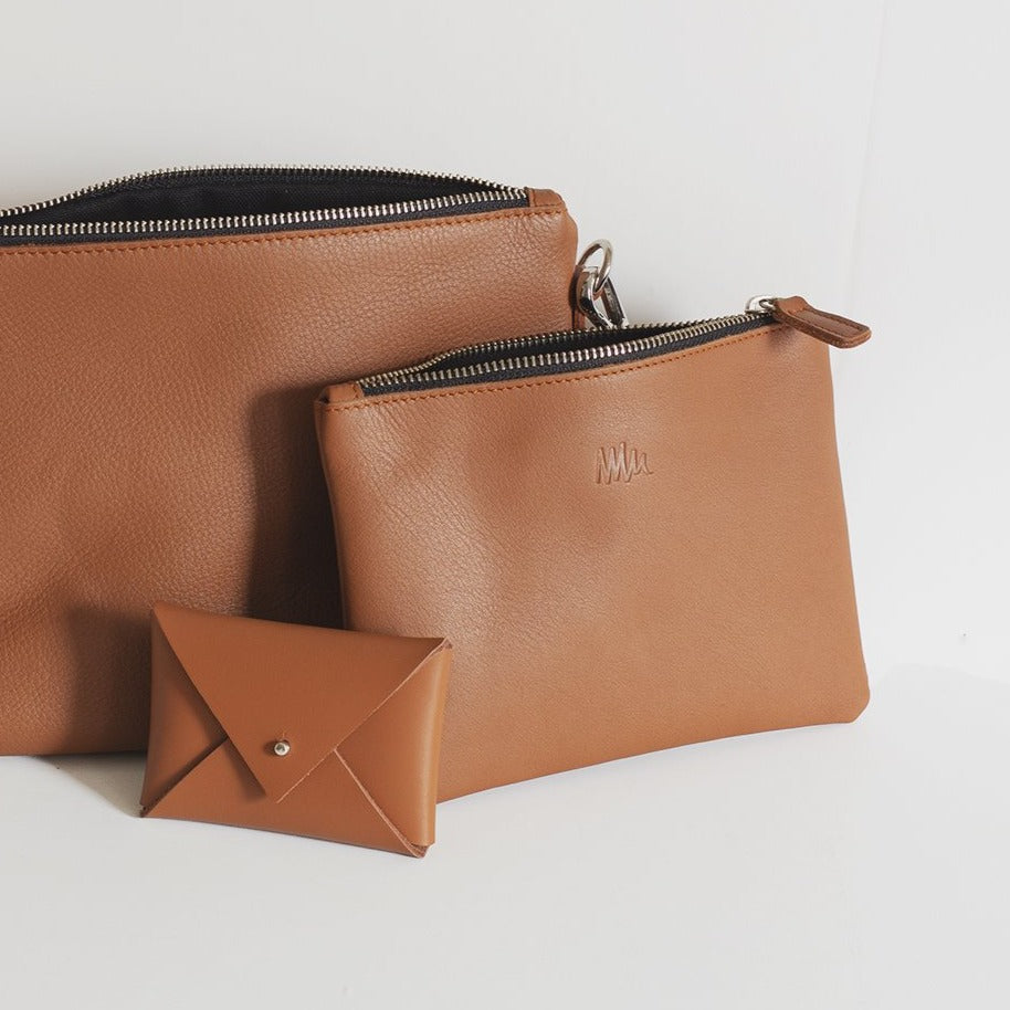 Cartera de cuero camel
