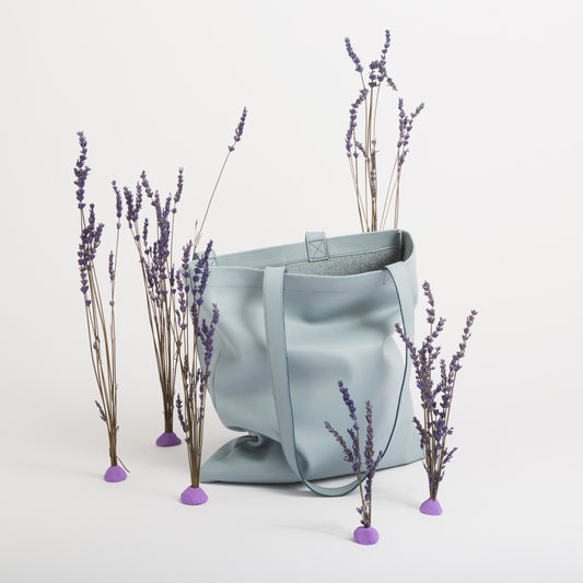 Tote market de cuero azul claro