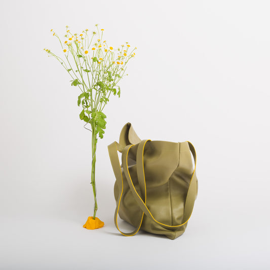 Tote market de cuero verde oliva