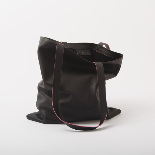 Tote market de cuero negro