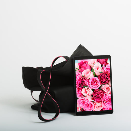 Tote market de cuero negro